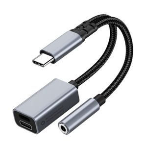 INF 2-in-1-USB-C-auf-3,5-mm-Kopfhöreranschlussadapter mit Ladefunktion Grau