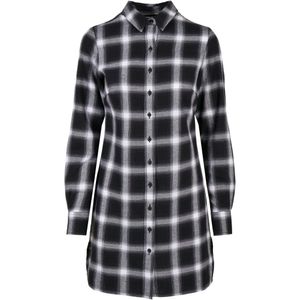 Urban Classics TB4553  Ladies Cotton Check Shirt Dress, Größe:XL, Farbe:BLACK/WHITE