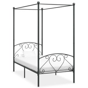 Himmelbett-Gestell Bettgestell Himmelbett-Bettrahmen für Schlafzimmer Jugendbett Grau Metall 90 x 200 cm