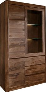 MASSIVMOEBEL24 Vitrine Sheesham 109x40x202 smoked cherry gebeizt TORONTO #111