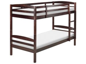 BELIANI Hochbett Dunkelbraun Kiefernholz 2 Lattenroste 90 x 200 cm Leiter Modern Etagenbett für 2 Personen Schlafzimmer Ausstattung