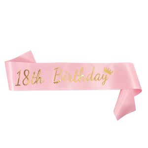 Oblique Unique Schärpe 18 Geburtstag 18th Birthday 18. Jubiläum Party Feier rosa