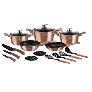 Berlingerhaus Set von Gerichten mit Marmoroberfläche 17 PCs Rosegold Metallic Line BH-6161