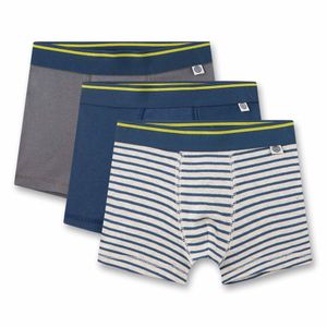 Sanetta Jungen Shorts, 3er Pack - Unterhose, Bio-Baumwolle Grau/Blau 104