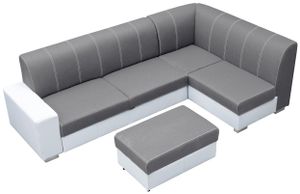 Ecksofa Wohnzimmer - Wohnlandschaft - L-Form Couch mit Schlaffunktion - Bettsofa - Wohnzimmer L Couch - Polstersofa mit Bettkasten und Hocker - MINISTER