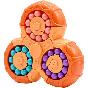 Magic Bean IQ Spielwürfel Spielzeug, Rotierendes Finger, Fidget spinner, Sechsseitiger Kreisel, Fingerspitze Stressabbau Spielzeug Kinder Lernspielze -Orange