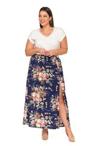Moraj dámska maxi sukňa letná koktailová sukňa ležérna s rozparkom 1600-003 PATT 2, veľ: XL