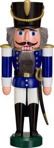 Nussknacker Husar Holzfigur 100% Original Erzgebirge | Seiffen 28 cm, Farbe:blau