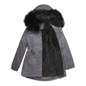 Damen Winter Dicker Kapuzenmantel Jacke Outwear Warmer Fleece Gefütterter Reißverschluss Mantel,Farbe: Grau,Größe:M