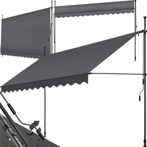 Klemmmarkise mit Handkurbel, höhenverstellbar - 350 x 180 cm, schwarz/grau Klemmmarkise mit Handkurbel, höhenverstellbar - 350 x 180 cm, schwarz/grau