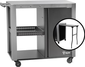 BBQ-Toro Grillwagen 95 x 50 x 80 cm, Silber Grilltisch mit großer Arbeitsfläche, Grill Serviertisch