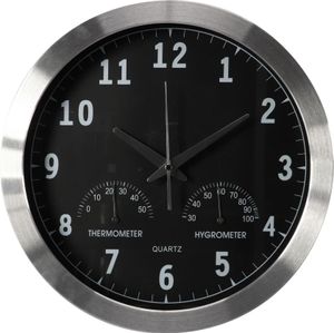 Zegar ścienny Perel 35,5 cm czarno-srebrny