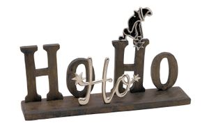 Dřevěný stojan HO HO HO - vánoční dekorace ze dřeva a hliníku