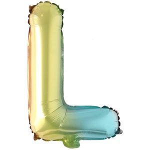 Folienballon Buchstabe L, regenbogen bunt, ca. 40 cm, für Luftbefüllung