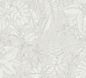 Daniel Hechter Dschungeltapete tropische Tapete Vliestapete grau weiß 10,05 m x 0,53 m