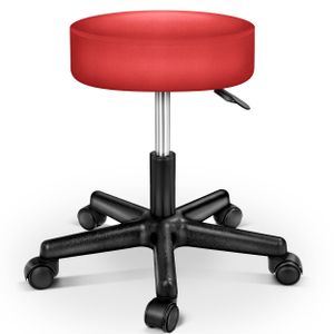 TRESKO Roller Stool Červená pracovná stolička Otočná stolička Kozmetická stolička Praktická stolička