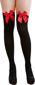 Oblique Unique Overknee Strümpfe Schleifen halterlos y Strumpfhose - schwarz rot
