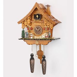 Kukačkové hodiny Heidi-Haus by SELVA - Ve stylu Černého lesa - Vyrobeno v Německu - Dřevěná skříňka lakovaná třešňovým dřevem - To pravé pro milovníky kukaček! (Výška: cca 26 cm) - C337474