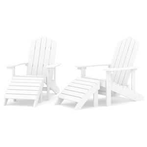 vidaXL Adirondack záhradné stoličky 2 ks so stoličkami HDPE biela