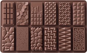 2-in-1 Schokoladenform Silikon Schokoladentafel Form Pralinenförmchen Extra Tief Schokolade Form für Schokolade Praline Süßigkeiten