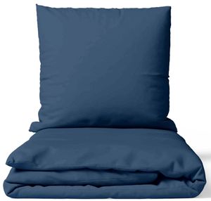 2tlg Bettwäsche 135x200 Blau Uni Decke Kissen Bezug Set mit Reißverschluss