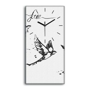 Wohnzimmer-Bild Leinwand Uhr Geräuschlos 30x60 Fliegende Schwalbenschwänze - schwarze Hände