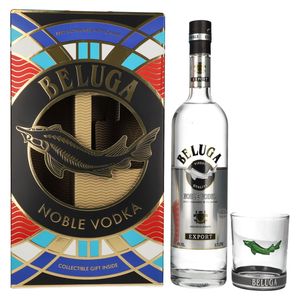 Beluga Noble Vodka EXPORT Montenegro 40% Vol. 0,7l in Geschenkbox mit Glas