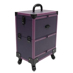 Kosmetický kufřík s kolečky Kosmetický vozík Organizér na líčení s rukojetí (fialový)