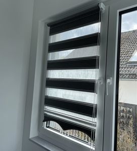 Doppelrollo Klemmfix Duorollo ohne Bohren Fensterrollo Zebra Rollos BLC Schwarz 60 cm