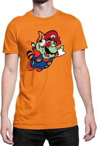 Mario Zombie Fly Herren T-shirt Super Mario Bros Luigi Bowser, M / Orange