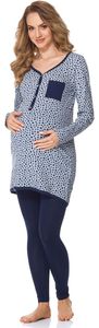Damen Umstands Pyjama mit Stillfunktion BLV50-125, Farbe:Melange Sternen/Marineblau, Größe:XL