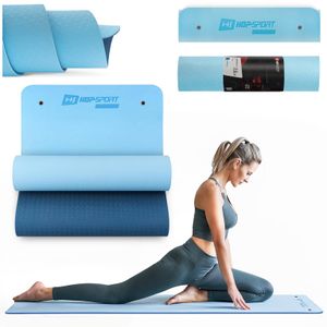 Hop-Sport Yogamatte mit Ösen HS-T008GM Gymnastikmatte aus TPE für Pilates ist rutschfest & Faltbar - 183 x 61 x 0,8 cm - orange/rot