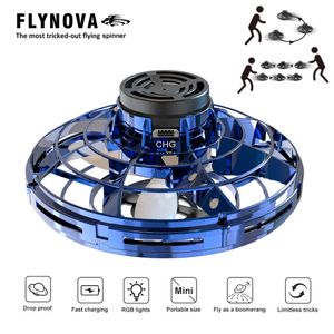 Flynova UFO Fingertip Upgrade Flug Gyro Flying Spinner Dekompressionsspielzeug fuer Erwachsene und Kinder (blau)