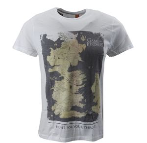 gozoo Game of Thrones Herren T-SHIRT Westeros Map Freizeit TShirt Shirt Men weiß, Größe:S