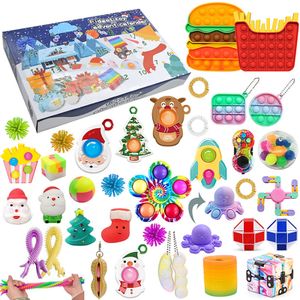 24 Tage Weihnachts Adventskalender 2021, Countdown Kalender, Pop it Blase sensorisches Zappeln Spielzeug Set für Kinder Weihnachtsgeschenk
