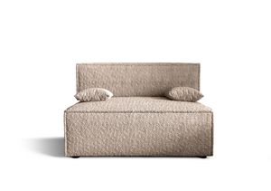 Sofa Alvito, Farbe: Hellbraun. Material: Bouclé. A: H: 85 cm, L: 94 cm, B: 136 cm,Sofa mit Bettkasten, Sofa klein.