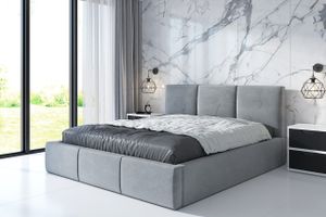 Polsterbett VERO 180x200 mit Matratze und Bettkasten. Farbe: Grau.