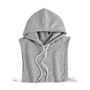 Damen Falscher Kragen  Collar Hooded Hoodie Elegante Kleidung mit Hut Faux Kragen für Herbst Winter Shirt Zubehör Farbe Grau