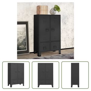 The Living Store Kleiderschrank Industrie-Stil Anthrazit 67x35x107 cm Stahl