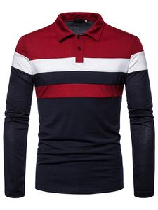 Mehrfarbiges Langarm-Poloshirt für Herren Casual Top Pullover Basic T-Shirt,Farbe: Schwarz,Größe:XL