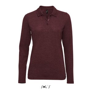 Damen Long-Sleeve Piqué Polo Shirt Perfect - Farbe: Heather Oxblood - Größe: L