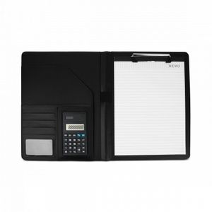 Konferenzmappe A4 - Schwarz - Inklusive Taschenrechner -  Schreibmappe Aufbewahrungsmappe