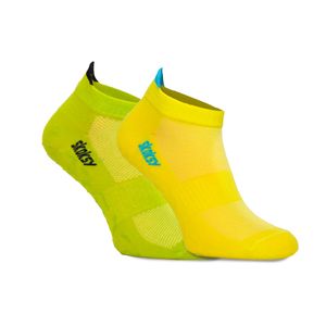 2 Paar Rutschfeste ABS Socken Herren Kurzsocken 41-46 Anti-Rutsch Sneaker Sportsocken mit Noppen - Gelb und Lindgrün