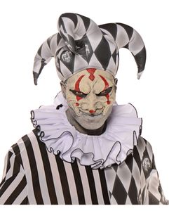 Weiß-schwarzer Harlekin Kragen für Clown Kostüme
