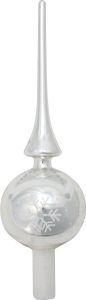 Krebs Glas Lauscha Christbaumspitze - Silber Glänzend - aus Glas - ca. 28cm - für ein edles Finish am Baum