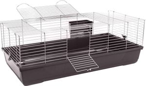 Kaninchen- und Meerschweinchenkäfig Nagerkäfig COSMO 118 x 60 x 42 cm Silber-Anthrazit