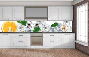 Küchenrückwand Folie selbstklebend ZITRONE UND EIS 350 x 60 cm - Klebefolie - Dekofolie - Spritzschutz für Küche -