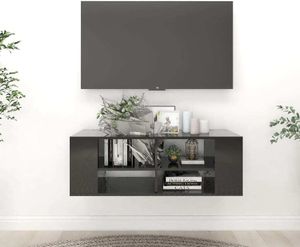 The Living Store TV-Wandschrank Hochglanz-Schwarz 102x35x35 cm Holzwerkstoff