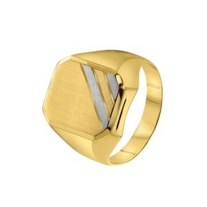 Lucardi - Herren Ring - Hexagon - Schmuck - Geschenk Silber-Gold