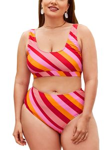 Damen zweiteiliger Badeanzug Strand ärmellose Badebekleidung Push up Twill -Print -Badeanzug, Farbe: Rosa, Größe:44